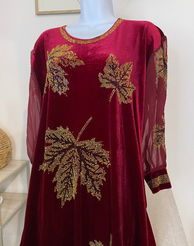 Robe Velours Feuille