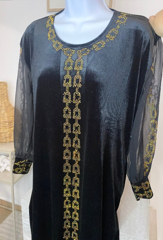 Robe Velours Manches Mousseline