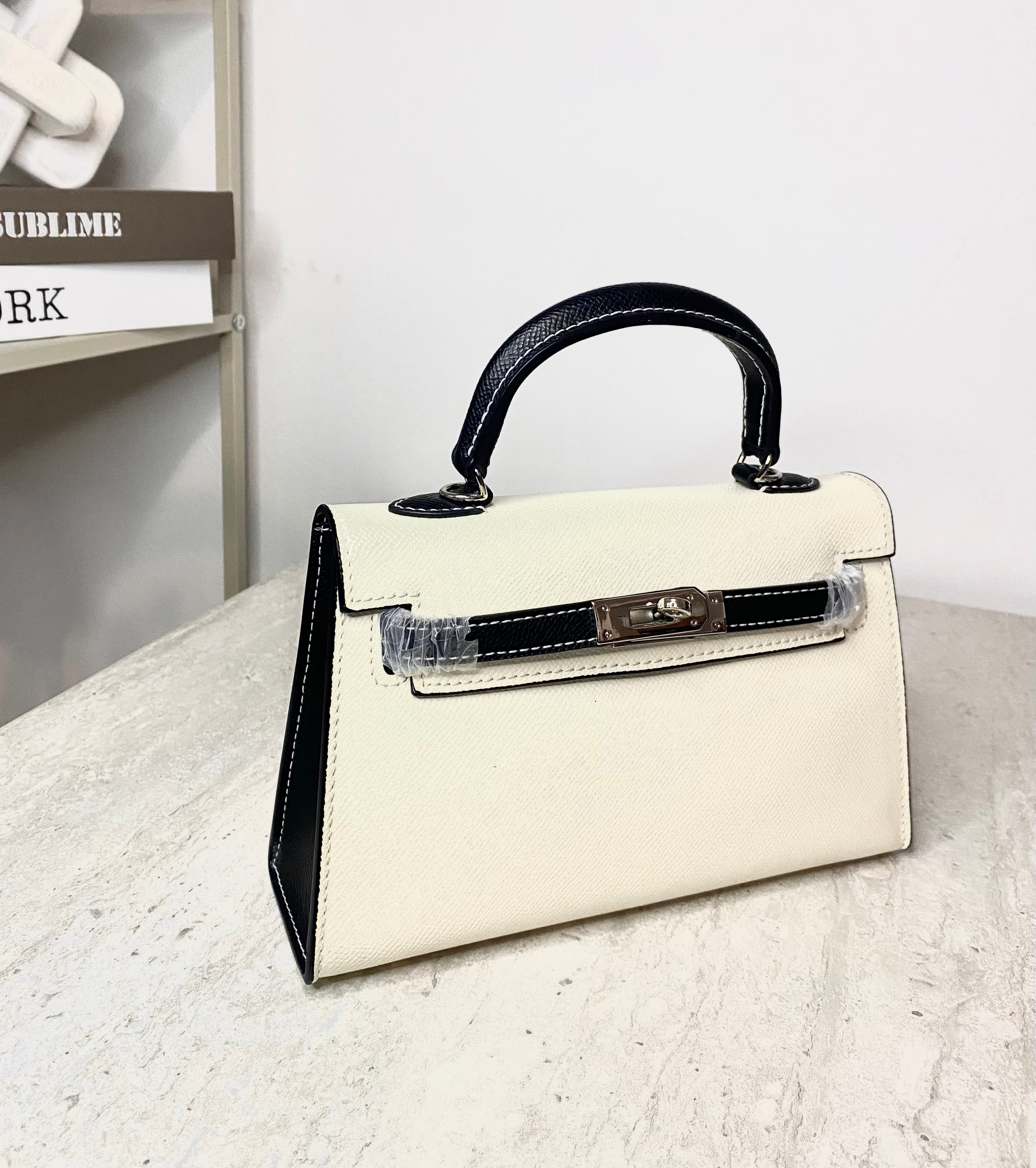 Sac Kelly Noir et Blanc Cassé