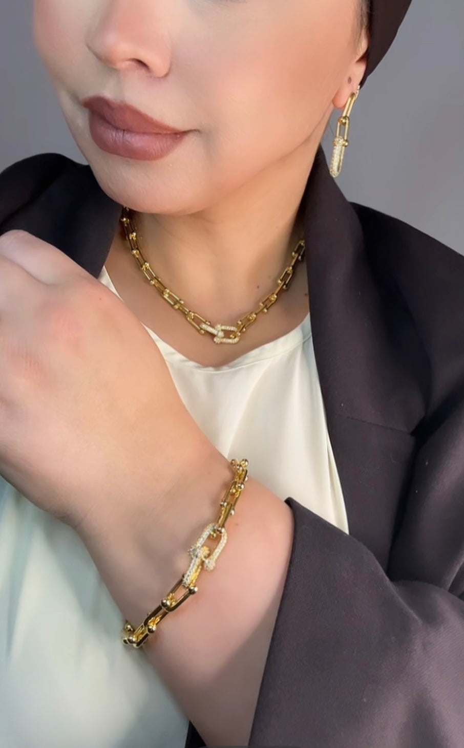 Ensemble Tiffany Strass Doré