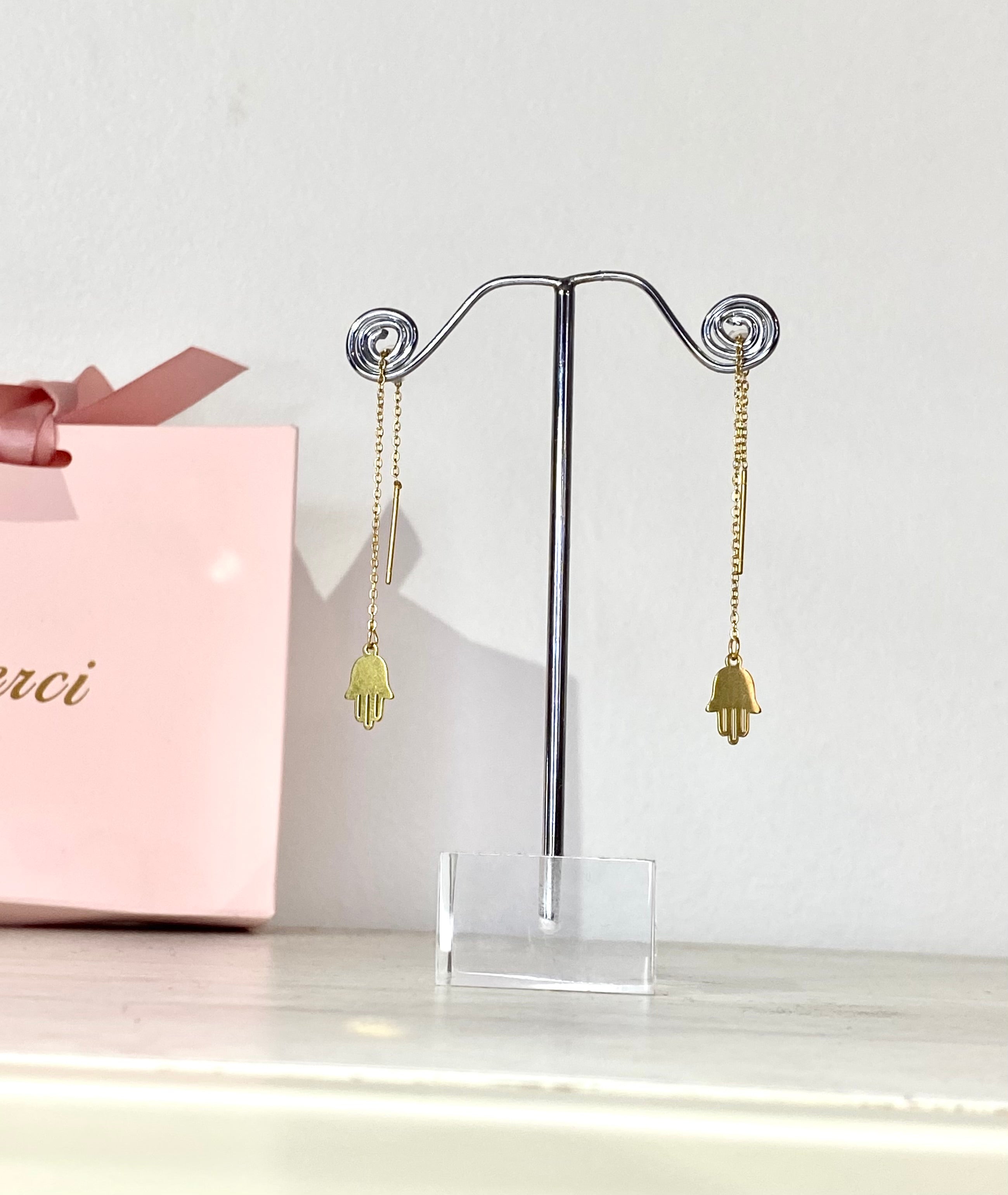 Boucles d’oreilles Khamsa tombante