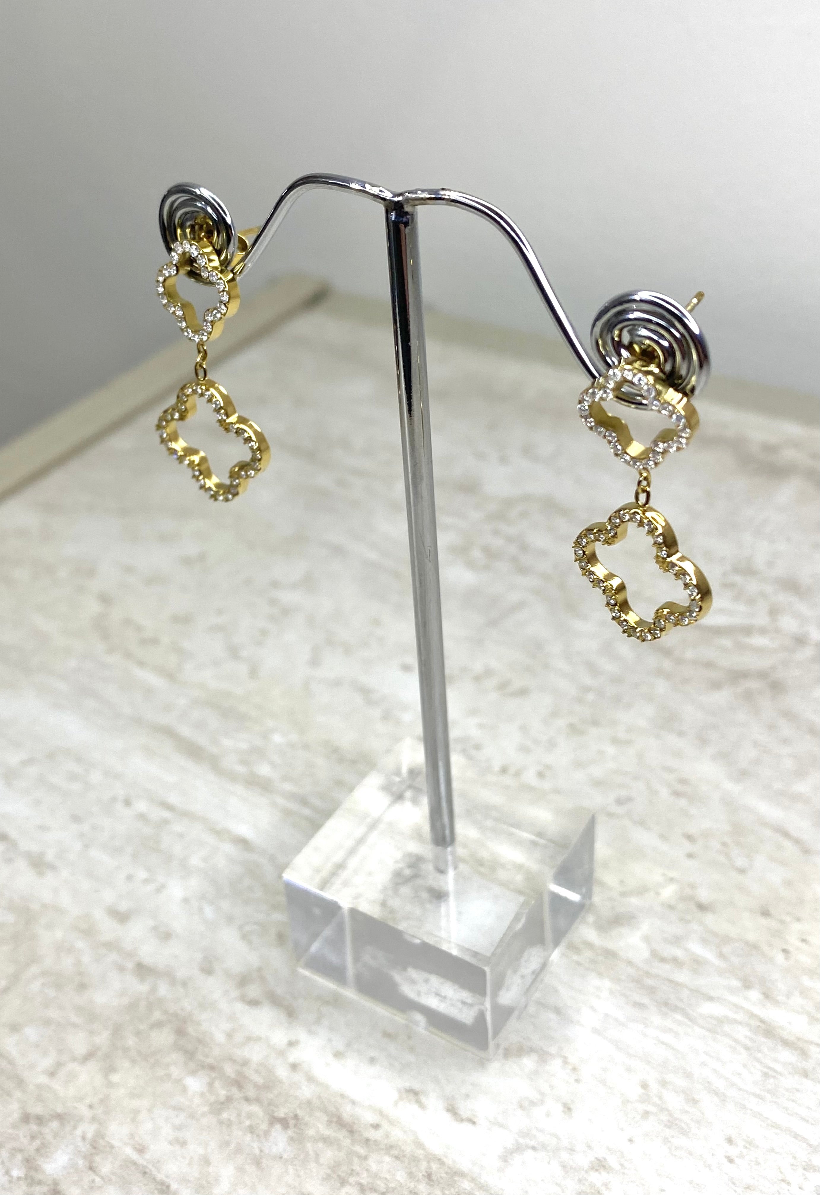 Boucles d’oreilles Fleurs Strass