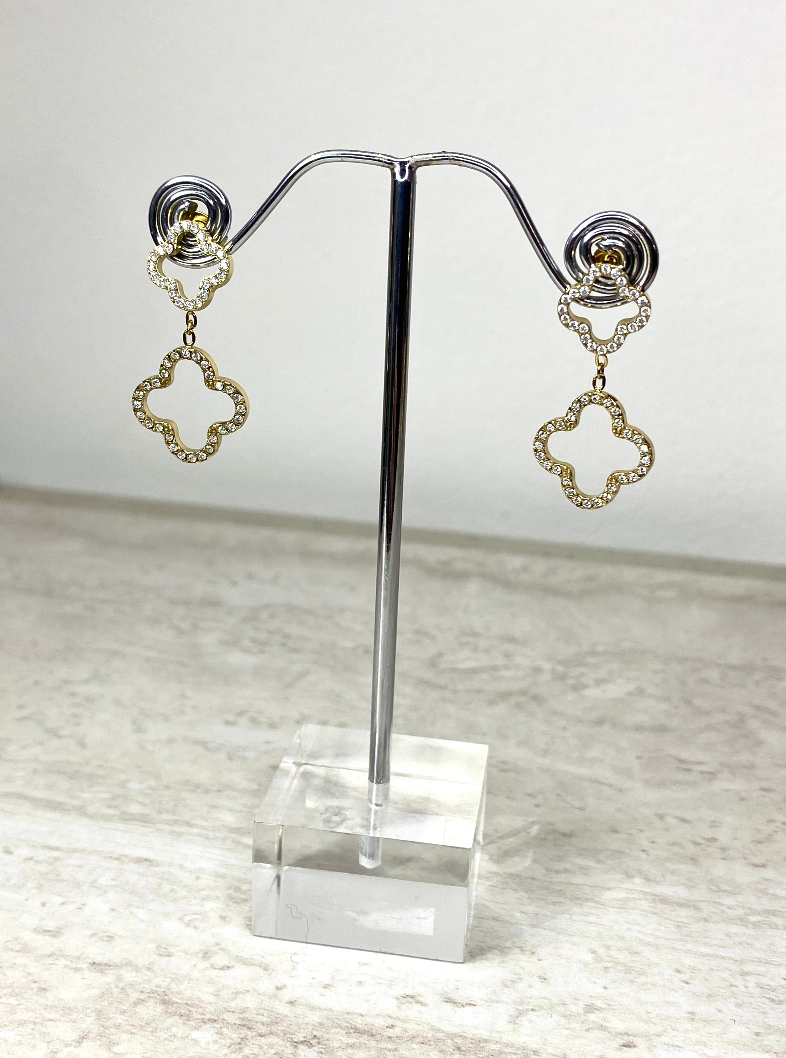 Boucles d’oreilles Fleurs Strass