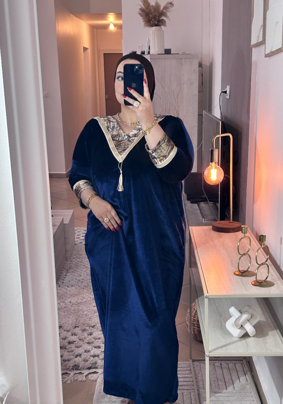 Robe cole V bleu nuit