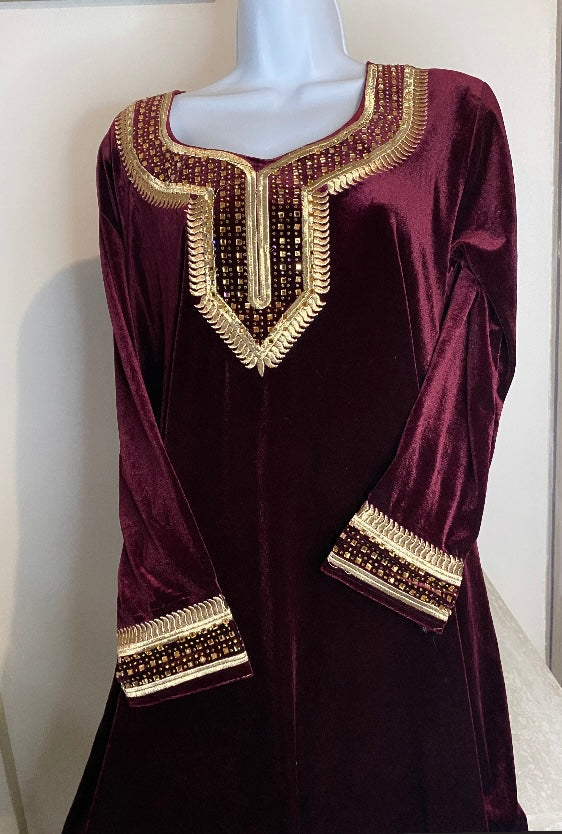Robe Velours Bordeaux