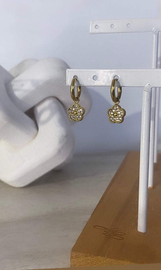 Boucles Fleur Strass